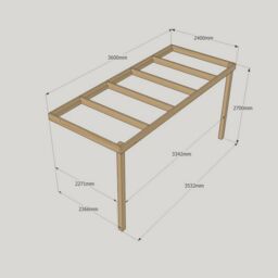 Rutland County Garden Furniture Ltd Wall Mounted Box Pergola - Wood - L240 x W360 x H270 cm - Rustic Brown in Light Green - thumbnail 3