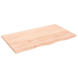 Berkfield Home Wall Shelf 100x60x2 cm Untreated Solid Wood Oak in Brown - Size: 100 x 60 x 2 cm - thumbnail 1