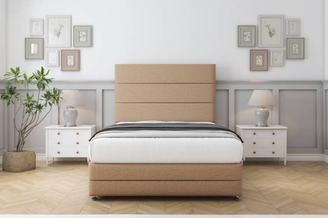 "Comfort Beds Zoya Dumfries Divan Set 2 Drawers-54"" Headboard-Footboard in Light Brown - Size: Small Double" - image 1