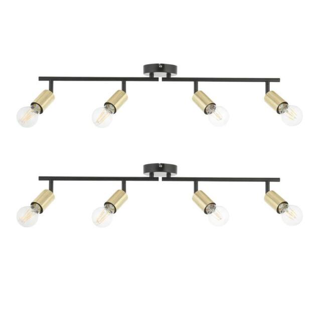 First Choice Lighting Set of 2 Journey - Matt Black Gold 4 Way Adjustable Ceiling Spotlights - image 1