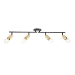 First Choice Lighting Set of 2 Journey - Matt Black Gold 4 Way Adjustable Ceiling Spotlights - thumbnail 7
