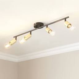 First Choice Lighting Set of 2 Journey - Matt Black Gold 4 Way Adjustable Ceiling Spotlights - thumbnail 6