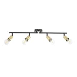 First Choice Lighting Set of 2 Journey - Matt Black Gold 4 Way Adjustable Ceiling Spotlights - thumbnail 2