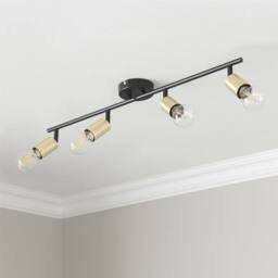 First Choice Lighting Set of 2 Journey - Matt Black Gold 4 Way Adjustable Ceiling Spotlights - thumbnail 5