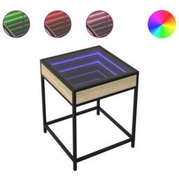 Berkfield Home Coffee Table with Infinity LED Sonoma Oak 40x40x51 cm in Brown - Size: 40 x 40 x 51 cm - thumbnail 1