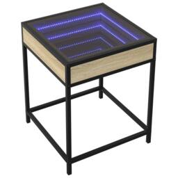Berkfield Home Coffee Table with Infinity LED Sonoma Oak 40x40x51 cm in Brown - Size: 40 x 40 x 51 cm - thumbnail 3