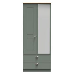 Ready Assembled 2 U Albert 2 Door 2 Drawer Mirrored Wardrobe (Ready Assembled) in Pale Green - thumbnail 1
