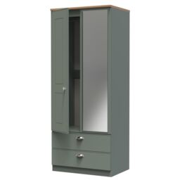 Ready Assembled 2 U Albert 2 Door 2 Drawer Mirrored Wardrobe (Ready Assembled) in Pale Green - thumbnail 5