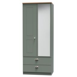 Ready Assembled 2 U Albert 2 Door 2 Drawer Mirrored Wardrobe (Ready Assembled) in Pale Green - thumbnail 3
