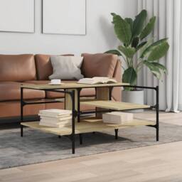 Berkfield Home Coffee Table Sonoma Oak 100x100x48.5 cm Engineered¬†Wood in Light Oak - thumbnail 3