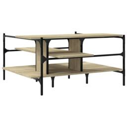 Berkfield Home Coffee Table Sonoma Oak 100x100x48.5 cm Engineered¬†Wood in Light Oak - thumbnail 7