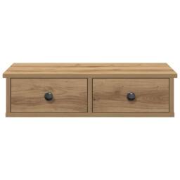 Berkfield Home Wall Shelf with Drawers Artisian Oak 60x25x15 cm Engineered Wood in Brown - Size: 60 x 25 x 15 cm - thumbnail 4