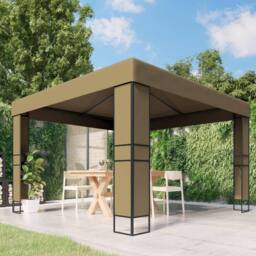 Berkfield Home Gazebo with Double Roof 3x3x2.7 m Taupe 180 g/m ² - thumbnail 2