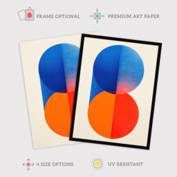 "Wee Blue Coo Wall Art Print Tangerine Blue Abstract Minimalist Moonrise Sunset Circles Painting Poster - Size: W18"" x H24""" - thumbnail 2