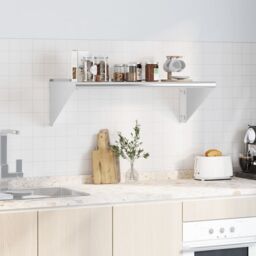 Berkfield Home Wall Shelf 100x45x31 cm Silver Stainless Steel - Size: 100 x 45 x 31 cm - thumbnail 3