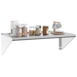 Berkfield Home Wall Shelf 100x45x31 cm Silver Stainless Steel - Size: 100 x 45 x 31 cm - thumbnail 4
