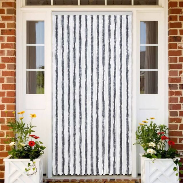 Berkfield Home Insect Curtain Grey & White 118x220 cm Chenille - image 1
