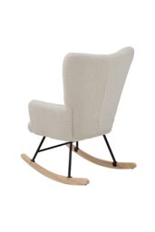 H&O Direct Luxury Sherpa Upholstered Rocking Chair with One Pocket in White - thumbnail 2