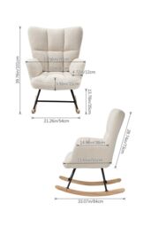 H&O Direct Luxury Sherpa Upholstered Rocking Chair with One Pocket in White - thumbnail 6
