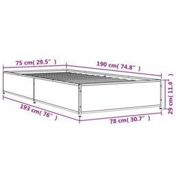 Berkfield Home Bed Frame without Mattress Smoked Oak 75x190 cm Small Single in Brown - thumbnail 9