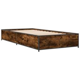 Berkfield Home Bed Frame without Mattress Smoked Oak 75x190 cm Small Single in Brown - thumbnail 6
