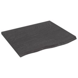 Berkfield Home Wall Shelf Dark Grey 60x50x2 cm Treated Solid Wood Oak in Brown - Size: 60 x 50 x 2 cm - thumbnail 1