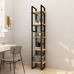 Berkfield Home 5-Tier Book Cabinet 40x30x175 cm Pinewood in Brown - Size: 40 x 30 x 175 cm - thumbnail 2