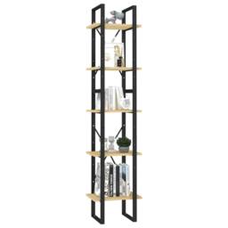 Berkfield Home 5-Tier Book Cabinet 40x30x175 cm Pinewood in Brown - Size: 40 x 30 x 175 cm - thumbnail 3