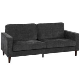HOMCOM 3 Seater Sofa with Button Tufting Wood Legs, Dark Grey - thumbnail 2