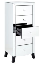 Orsina Stylish 5 Drawer Chest, Spacious Mirror Surfaced Chest, Versatile Silver Finished Chest, Delivered Fully Assembled in White - thumbnail 5