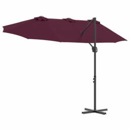 Berkfield Home Garden Cantilever Parasol with Lock Bordeaux red Large in Burgundy - thumbnail 8