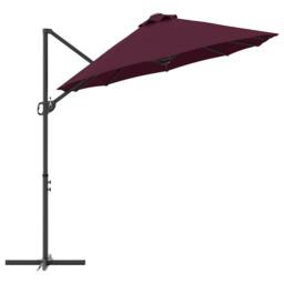 Berkfield Home Garden Cantilever Parasol with Lock Bordeaux red Large in Burgundy - thumbnail 6
