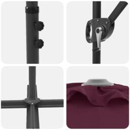 Berkfield Home Garden Cantilever Parasol with Lock Bordeaux red Large in Burgundy - thumbnail 9