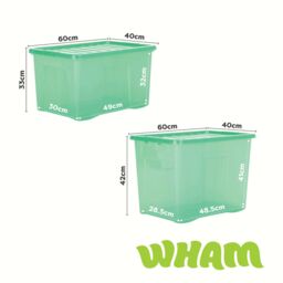 Wham Crystal 5 Piece Multisize Stackable Plastic Storage Organiser Box & Lid in Green - thumbnail 5