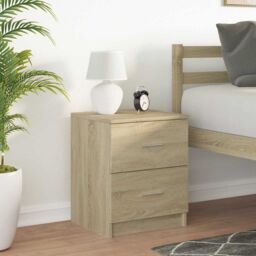 Berkfield Home Bedside Cabinet with 2 Drawers Sonoma Oak 40x36x50 cm in Brown - Size: 40 x 36 x 50 cm - thumbnail 3