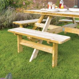 Rowlinsons Square Picnic Table - Timber - L199 x W199 x H75 cm - Natural in Brown - thumbnail 3