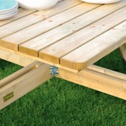 Rowlinsons Square Picnic Table - Timber - L199 x W199 x H75 cm - Natural in Brown - thumbnail 2
