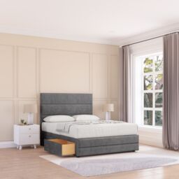 "Sloomy Monaco Plush Bed Set, No Drawers Mattress & 54"" Headboard in Dark Grey - Size: King" - thumbnail 1
