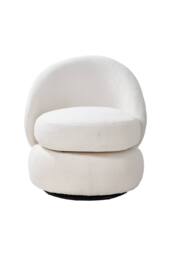 Living and Home Chic Upholstered Swivel Chair in White - thumbnail 2