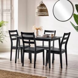 FurnitureboxUK Lynton Small Black Wooden Dining Table & 4 Black Dining Chairs - thumbnail 1