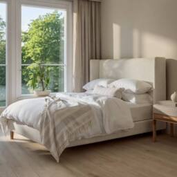 KDMD Balmer Boucle Upholstered Ivory Bed Frame - Size: Single - thumbnail 1