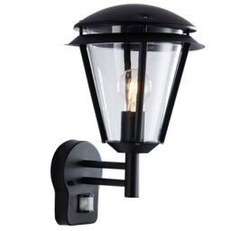 Loops IP44 Outdoor Wall Lamp Matt Black Steel Modern PIR Lantern Porch Curved Move - thumbnail 3