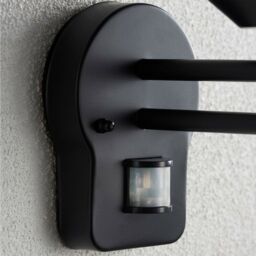 Loops IP44 Outdoor Wall Lamp Matt Black Steel Modern PIR Lantern Porch Curved Move - thumbnail 4