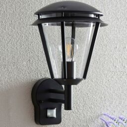 Loops IP44 Outdoor Wall Lamp Matt Black Steel Modern PIR Lantern Porch Curved Move - thumbnail 5