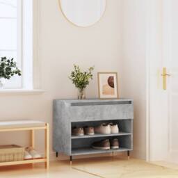 Berkfield Home Shoe Cabinet Concrete Grey 70x36x60 cm Engineered Wood - Size: 70 x 36 x 60 cm - thumbnail 2