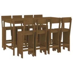 Berkfield Home 9 Piece Garden Bar Set Honey Brown Solid Wood Pine