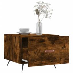 Berkfield Home Decorative Coffee Table Smoked Oak 50x50x40 cm Engineered Wood in Brown - Size: 50 x 50 x 40 cm - thumbnail 4