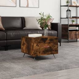 Berkfield Home Decorative Coffee Table Smoked Oak 50x50x40 cm Engineered Wood in Brown - Size: 50 x 50 x 40 cm - thumbnail 2