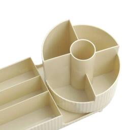 VOGREX 360 Rotating Makeup Organiser Lipstick Brush Storage in Cream