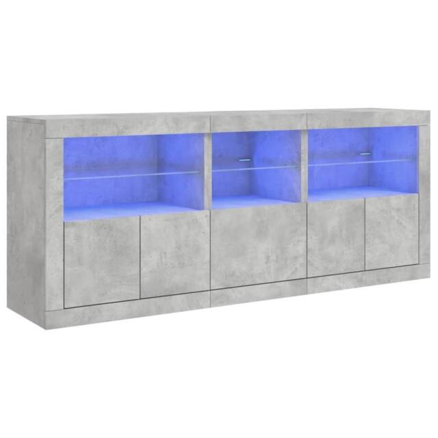 Berkfield Home Sideboard with LED Lights Concrete Grey 162x37x67 cm - Size: 162 x 37 x 67 cm - image 1